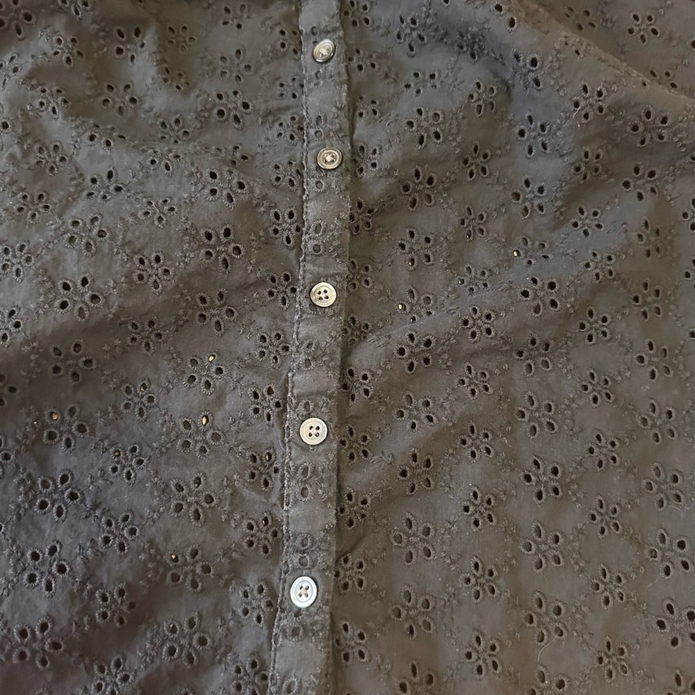 Madewell Women’s Black Eyelet Top 100% Cotton small - Picture 3 of 9